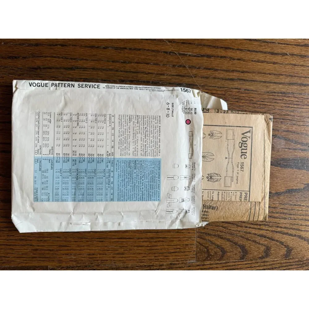 ---SOLD---UC FF Vogue 1567 Sewing Pattern Vintage 80s Summer Halter Bandeau Tops - Picture 4 of 6